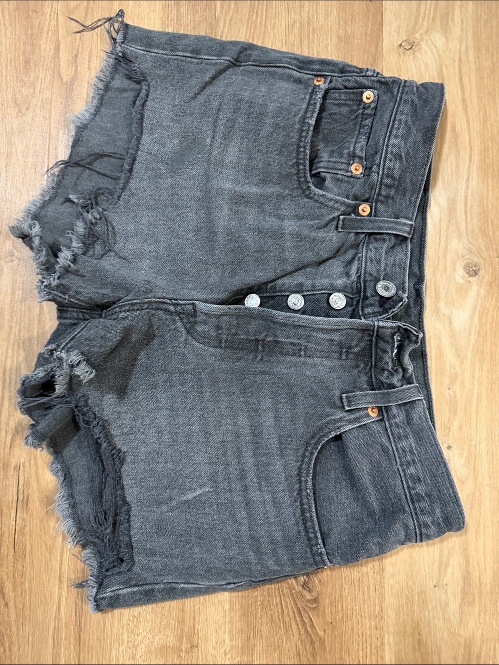High-Waisted Distressed Black Denim Cutoff Shorts